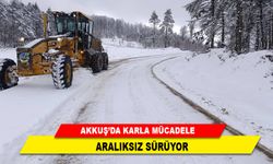 AKKUŞ'DA KARLA MÜCADELE ARALIKSIZ SÜRÜYOR