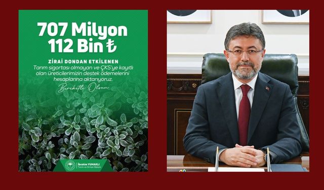 ÜRETİCİLERE 707 MİLYON LİRA DESTEK