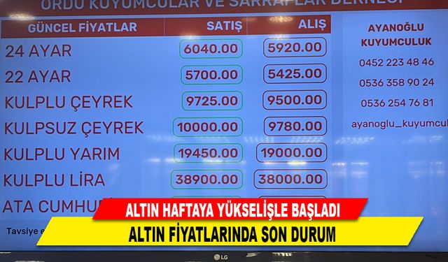 ALTIN HAFTAYA YÜKSELİŞLE BAŞLADI