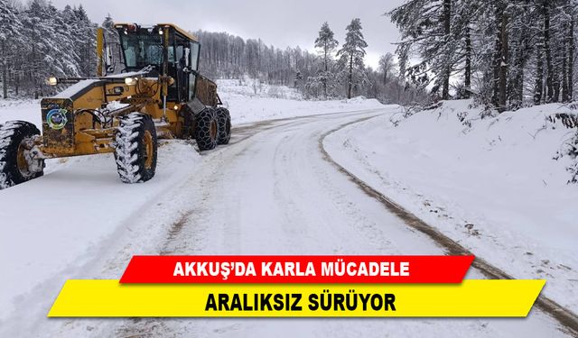 AKKUŞ'DA KARLA MÜCADELE ARALIKSIZ SÜRÜYOR