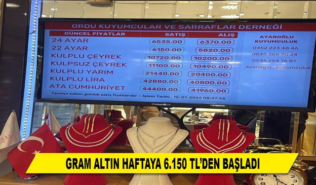 GRAM ALTIN HAFTAYA 6.150 TL'DEN BAŞLADI
