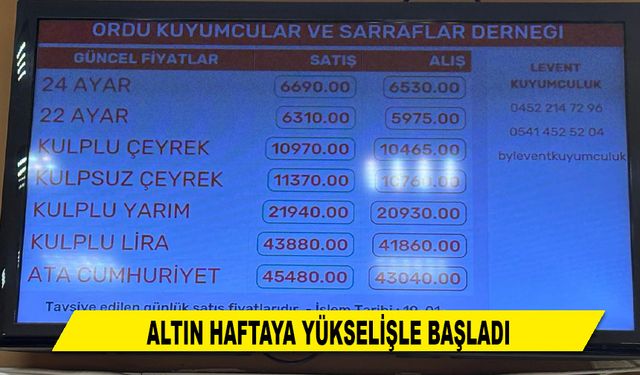 ALTIN HAFTAYA YÜKSELİŞLE BAŞLADI