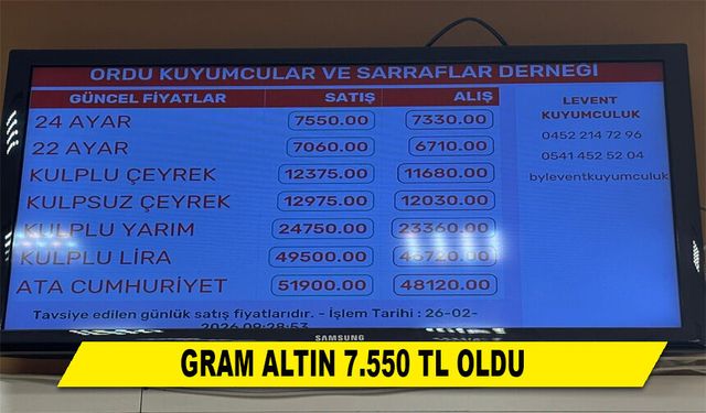 GRAM ALTIN 7.550 TL OLDU