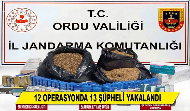 12 OPERASYONDA 13 ŞÜPHELİ YAKALANDI