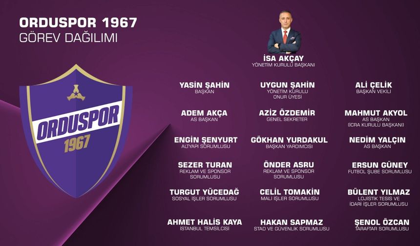 ORDUSPOR 1967’DE YENİ YÖNETİM GÖREVE BAŞLADI