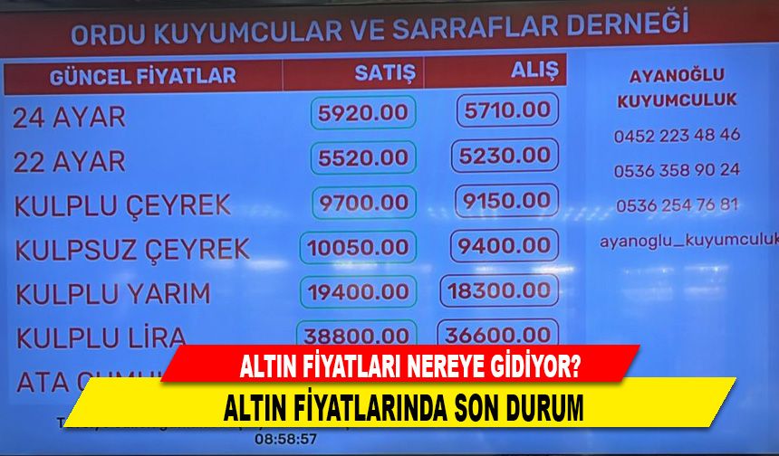 ALTIN FİYATLARI NEREYE GİDİYOR?
