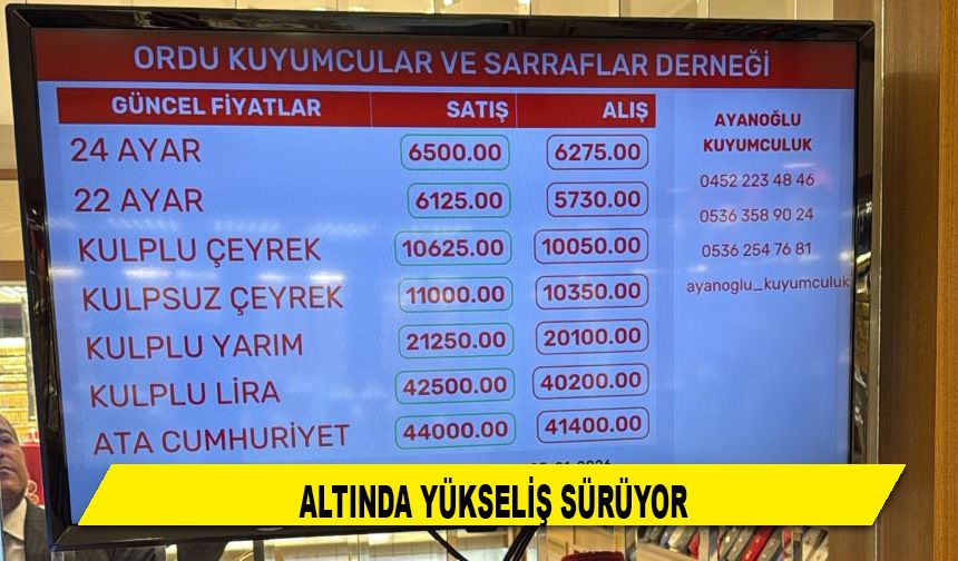 ALTINDA YÜKSELİŞ SÜRÜYOR