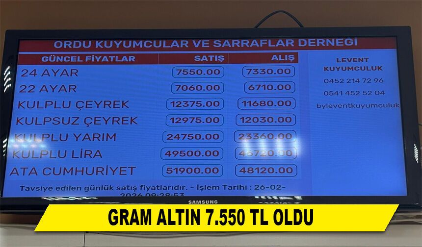 GRAM ALTIN 7.550 TL OLDU