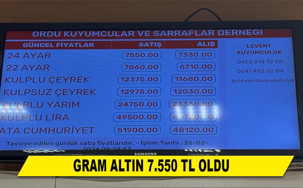 GRAM ALTIN 7.550 TL OLDU