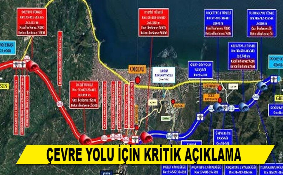ÇEVRE YOLU İÇİN KRİTİK AÇIKLAMA